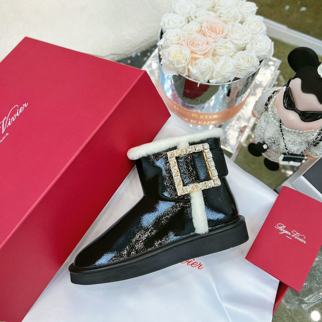 VIV SNOW ANKLE BOOTS IN BLACK PATENT CALFSKIN