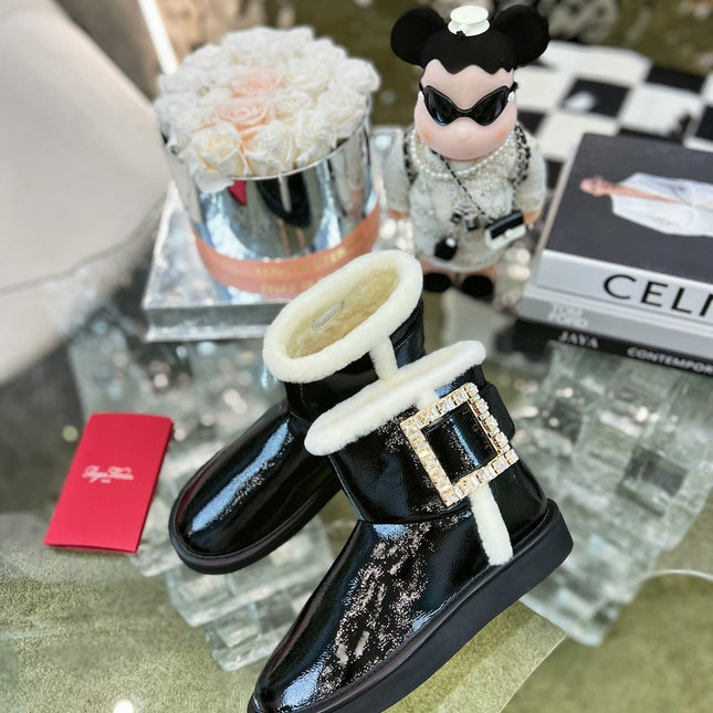 VIV SNOW ANKLE BOOTS IN BLACK PATENT CALFSKIN