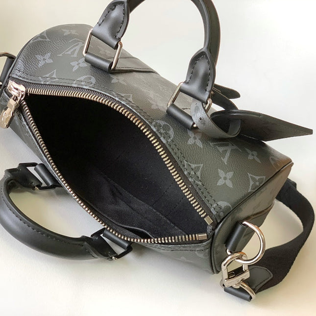 KEEPALL BANDOULIÈRE 25 IN BLACK MONOGRAM HERITAGE CANVAS