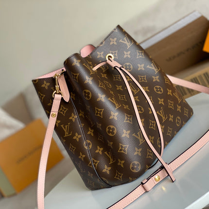 LV 25S NÉONOÉ BB 26 IN BROWN MONOGRAM CANVAS GOLD HARDWARE
