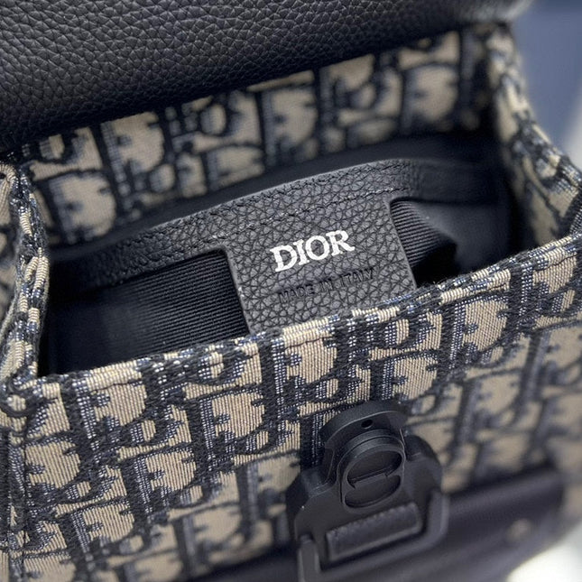 GALLOP SLING BAG 27 IN BEIGE MIX BLACK OBLIQUE JACQUARD AND CALFSKIN