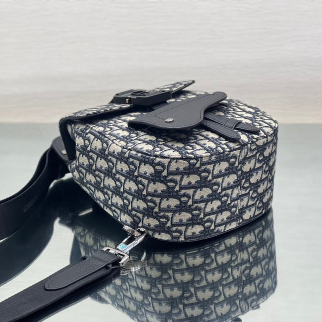 GALLOP SLING BAG 27 IN BEIGE MIX BLACK OBLIQUE JACQUARD AND CALFSKIN