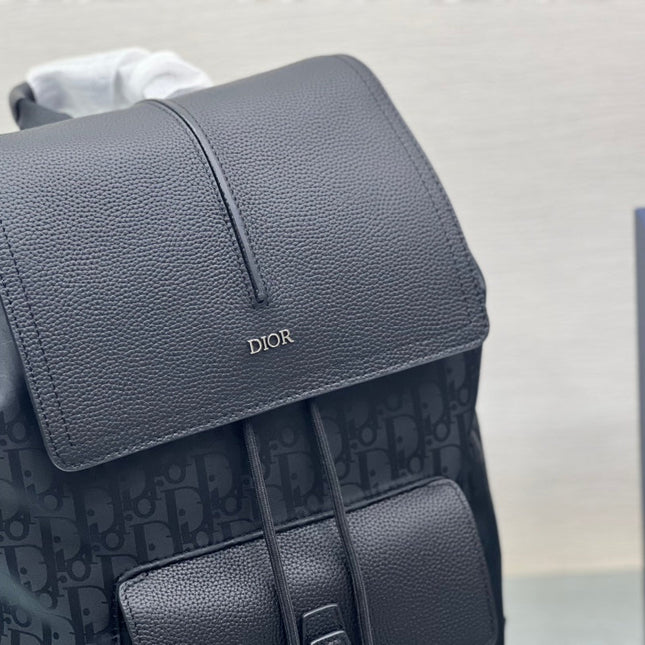 MEDIUM BACKPACK 38 IN BLACK OBLIQUE MIRAGE CALFSKIN