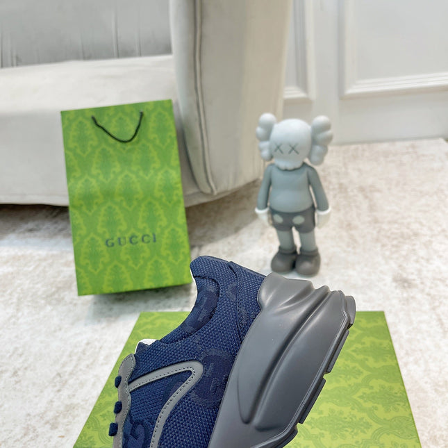 GG RHYTON TRAINER NAVY AND GRAY LAMBSKIN