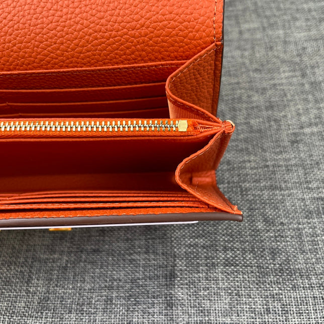 HM CLUTCH CONSTANCE 22 ORANGE CALFSKIN GOLD HARDWARE