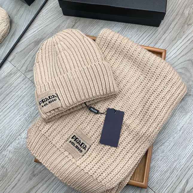 SET SCARF AND HAT IN SAND BROWN WOOL AND RABBIT FUR 388990