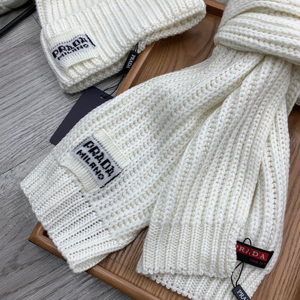 SET SCARF AND HAT IN WHITE WOOL AND RABBIT FUR 388991