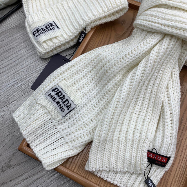 SET SCARF AND HAT IN WHITE WOOL AND RABBIT FUR 388991