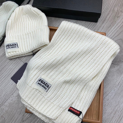 SET SCARF AND HAT IN WHITE WOOL AND RABBIT FUR 388991