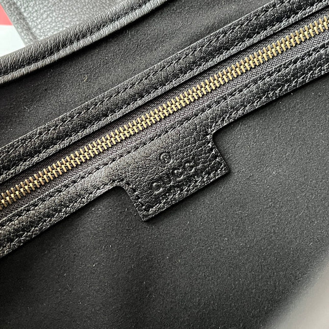 GG HORSEBIT SHOULDER BAG 39 IN BLACK CALFSKIN GOLD HARDWARE