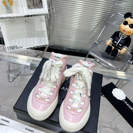 CC CANO ALTO SNEAKER IN BLUSH PINK CALFSKIN AND WHITE RUBBER