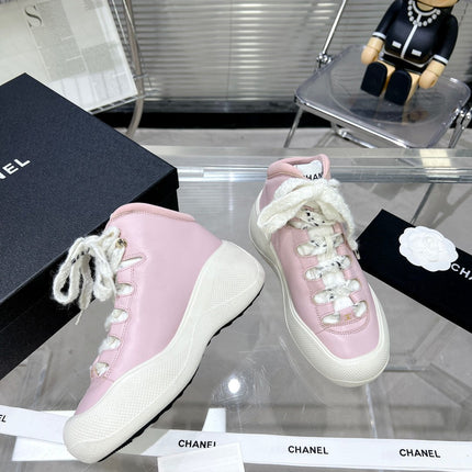 CC CANO ALTO SNEAKER IN BLUSH PINK CALFSKIN AND WHITE RUBBER