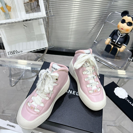 CC CANO ALTO SNEAKER IN BLUSH PINK CALFSKIN AND WHITE RUBBER