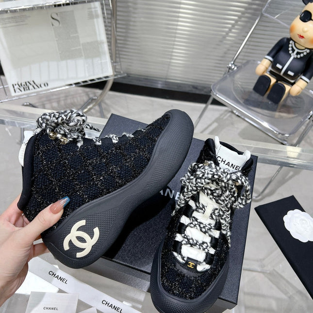 CC CANO ALTO SNEAKER IN BLACK TWEED AND RUBBER