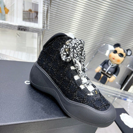 CC CANO ALTO SNEAKER IN BLACK TWEED AND RUBBER