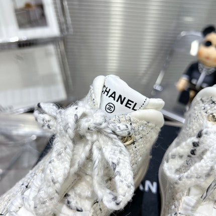 CC CANO ALTO SNEAKER IN WHITE WOOL TWEED AND RUBBER