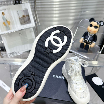 CC CANO ALTO SNEAKER IN WHITE WOOL TWEED AND RUBBER