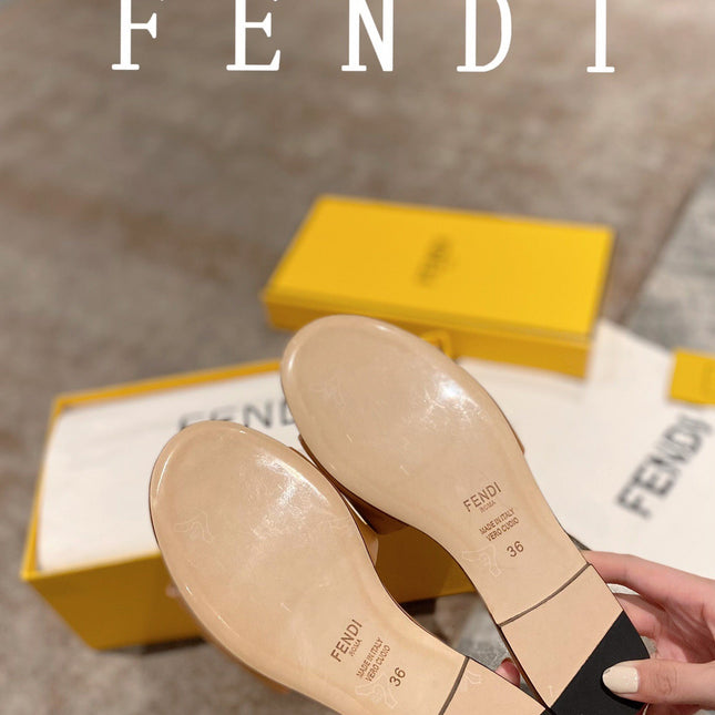 FENDI BAGUETTE SLIDES IN  COPPER BROWN LAMBSKIN