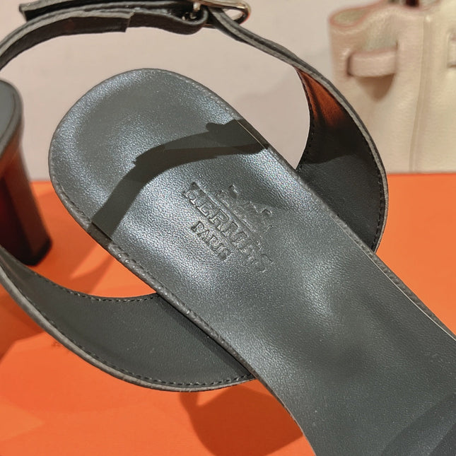 HOLY 75 SANDAL IN DARK GRAY GRAINED CALFSKIN