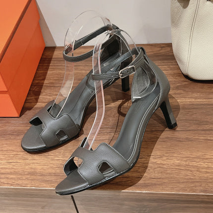 PREMIERE 70 SANDAL IN DARK GRAY CALFSKIN