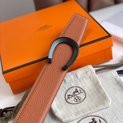LUCK BELT BUCKLE & REVERSIBLE GINGER ORANGE LEATHER STRAP 38MM BLACK HARDWARE