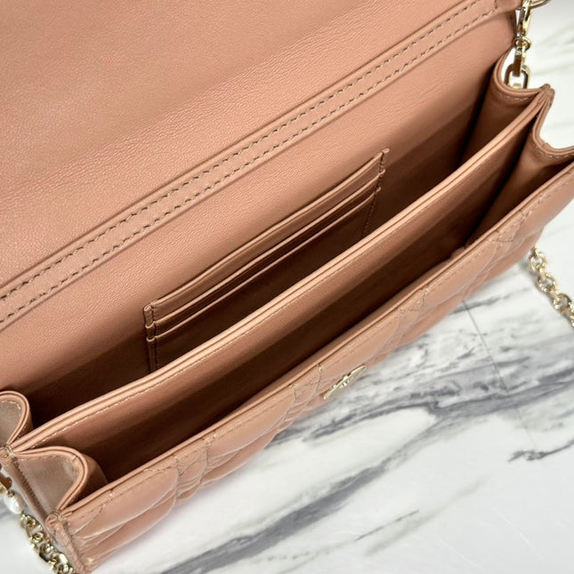LADY CHAIN BAG 21 IN ALMOND BEIGE LAMBSKIN