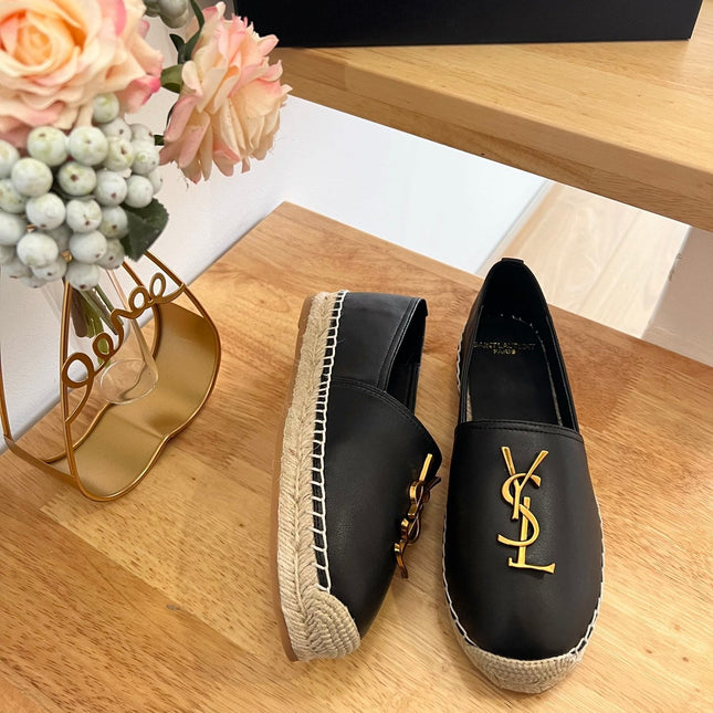 SL YVES LOGO SLIP ON BLACK CALFSKIN