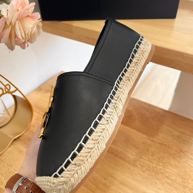 SL YVES LOGO SLIP ON BLACK CALFSKIN