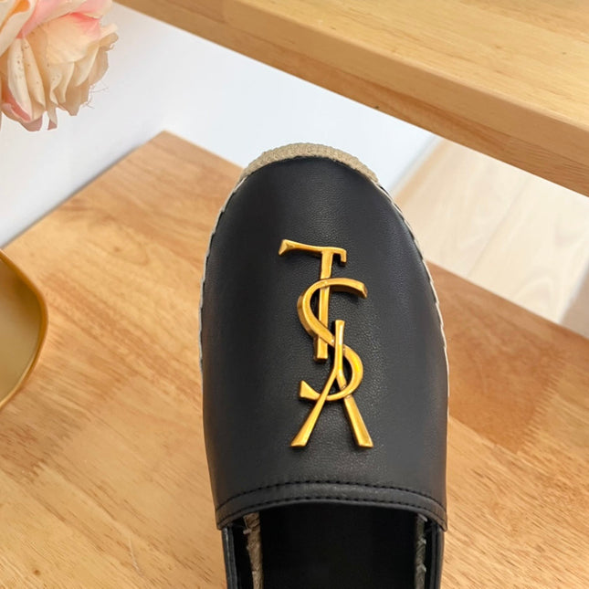 SL YVES LOGO SLIP ON BLACK CALFSKIN