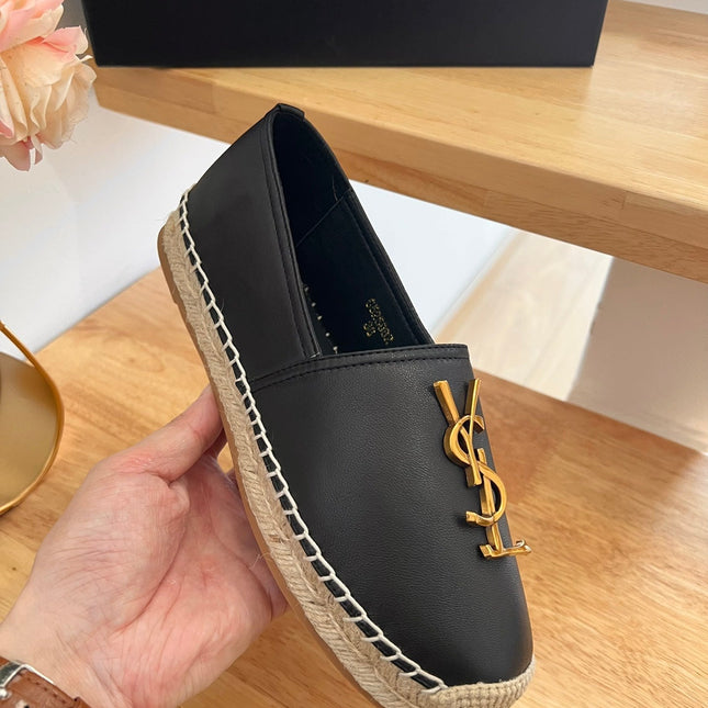 SL YVES LOGO SLIP ON BLACK CALFSKIN