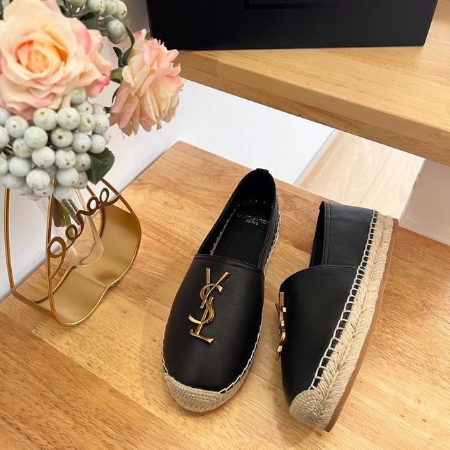 SL YVES LOGO SLIP ON BLACK CALFSKIN