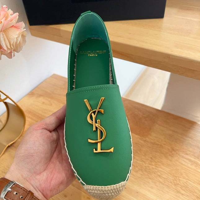 SL YVES LOGO SLIP ON DARK GREEN CALFSKIN