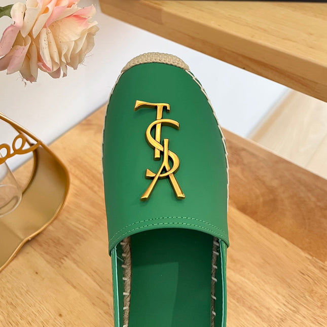 SL YVES LOGO SLIP ON DARK GREEN CALFSKIN