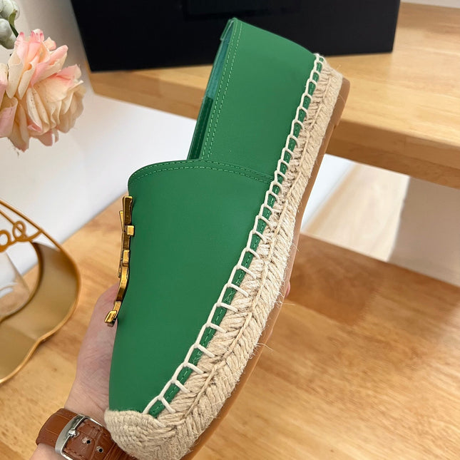 SL YVES LOGO SLIP ON DARK GREEN CALFSKIN