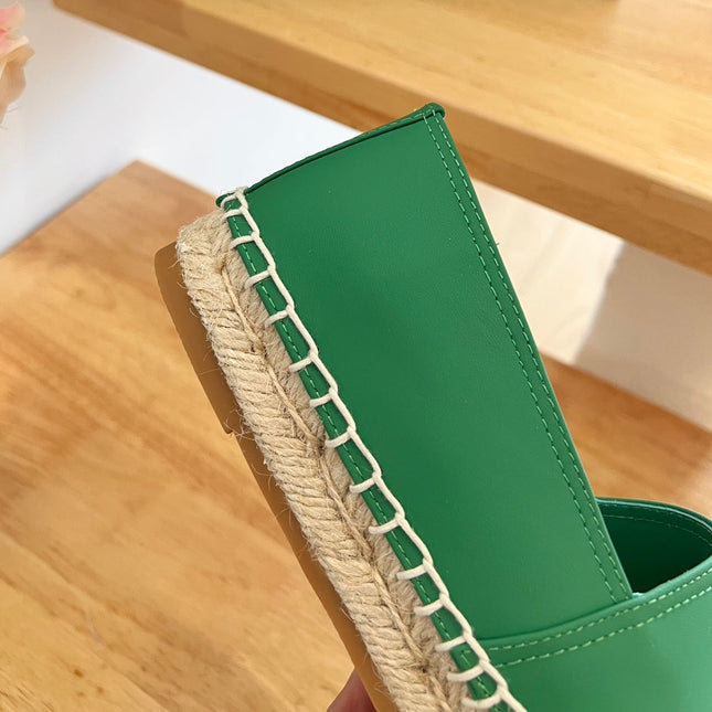 SL YVES LOGO SLIP ON DARK GREEN CALFSKIN