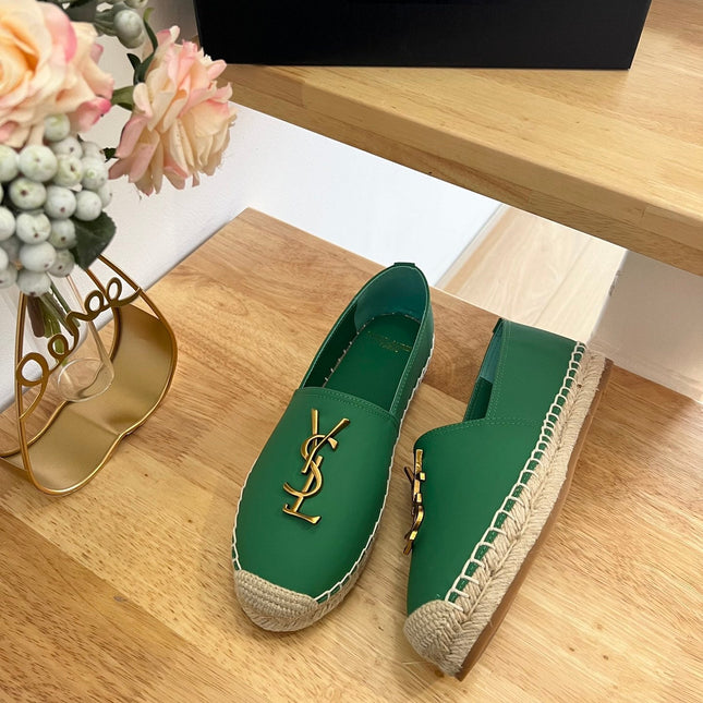 SL YVES LOGO SLIP ON DARK GREEN CALFSKIN