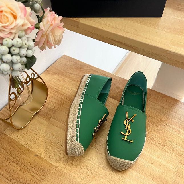 SL YVES LOGO SLIP ON DARK GREEN CALFSKIN