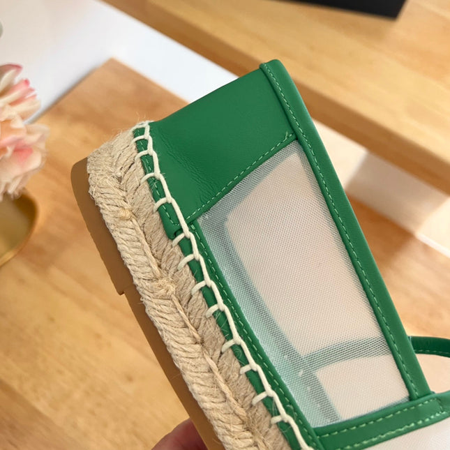 SL YVES LOGO SLIP ON DARK GREEN CALFSKIN AND MESH