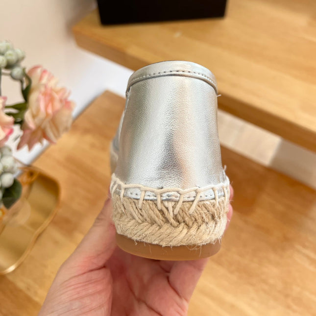 SL YVES LOGO SLIP ON SILVER CALFSKIN AND MESH