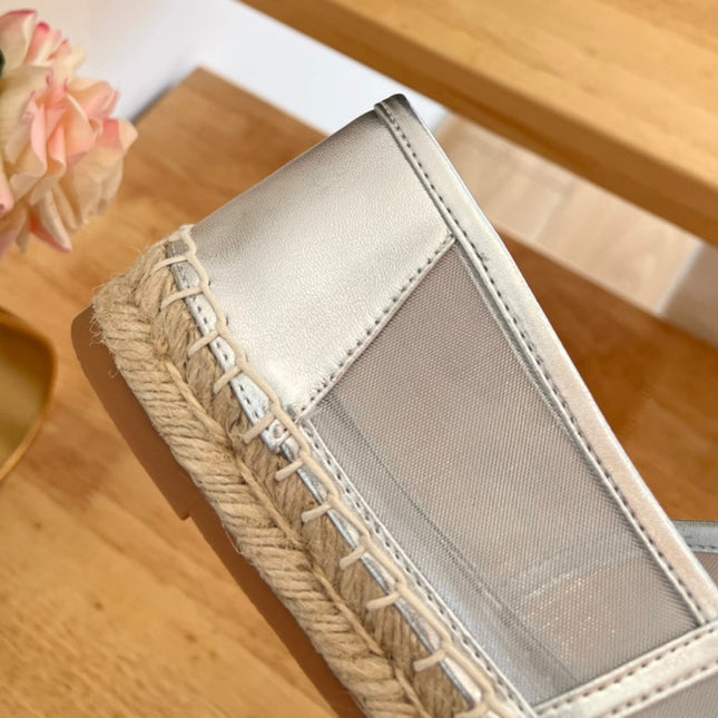 SL YVES LOGO SLIP ON SILVER CALFSKIN AND MESH