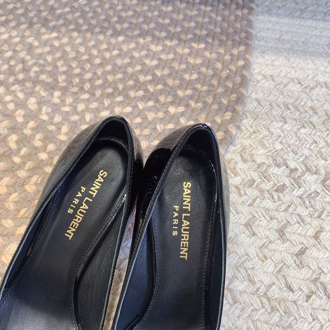 OPYUM RED HEEL PUMPS IN BLACK GLOSSY CALFSKIN