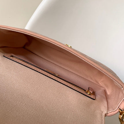 Fend Baguette Pink Canvas Bag 27 with FF Embroidery Ghw