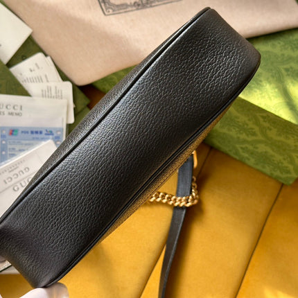 SHOULDER BAG 25 IN BLACK LAMBSKIN GOLD HARDWARE