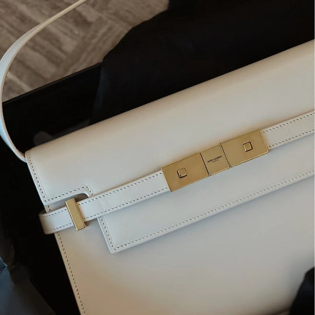 MANHATTAN 29 TOP-HANDLE IN SMOOTH WHITE CALFSKIN