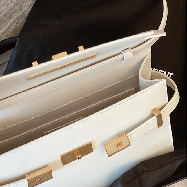 MANHATTAN 29 TOP-HANDLE IN SMOOTH WHITE CALFSKIN