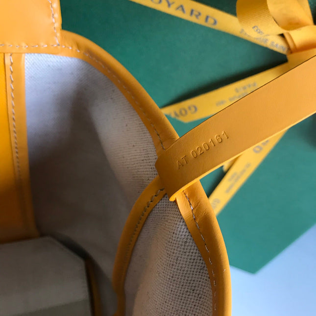 BELLECHASSE BIAUDE PM BAG 36 IN YELLOW GOYARDINE CANVAS AND CALFSKIN TRIM