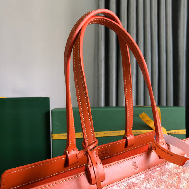 BELLECHASSE BIAUDE PM BAG 36 IN ORANGE GOYARDINE CANVAS AND CALFSKIN TRIM