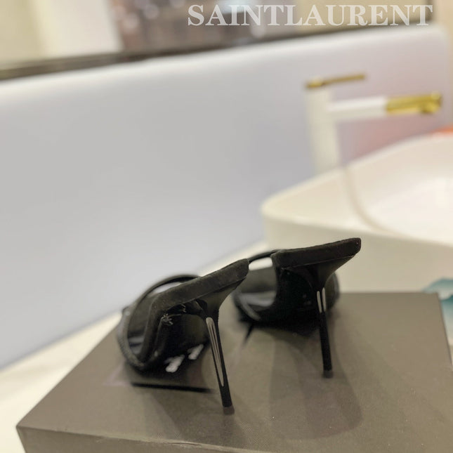 SL LUCKY BLACK CRYSTAL HIGH HEELS BLACK CALFSKIN