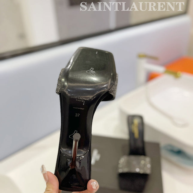 SL LUCKY CRYSTAL HIGH HEELS BLACK CALFSKIN