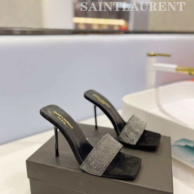 SL LUCKY CRYSTAL HIGH HEELS BLACK CALFSKIN